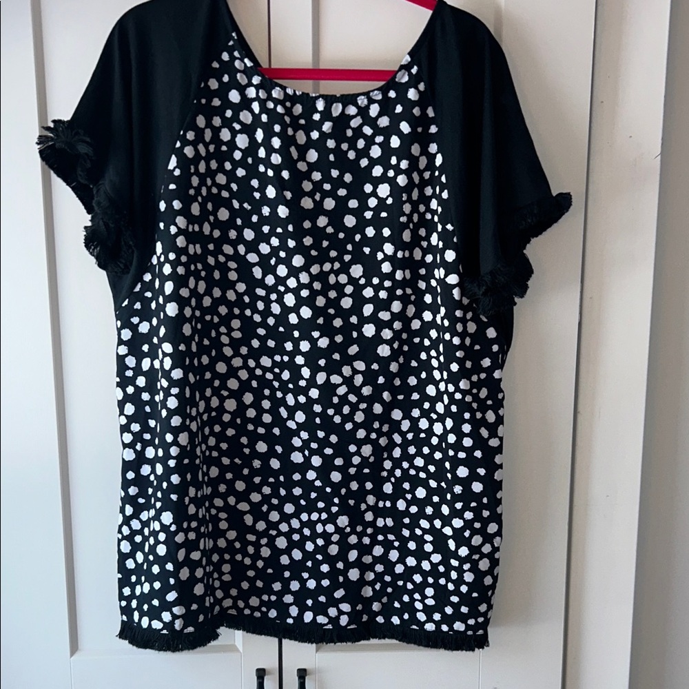 MISSLOOK Black and White Spotted Blouse XXL NEW
